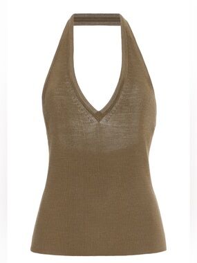 Nili Lotan Ivey Knit Silk Halter Tank Top